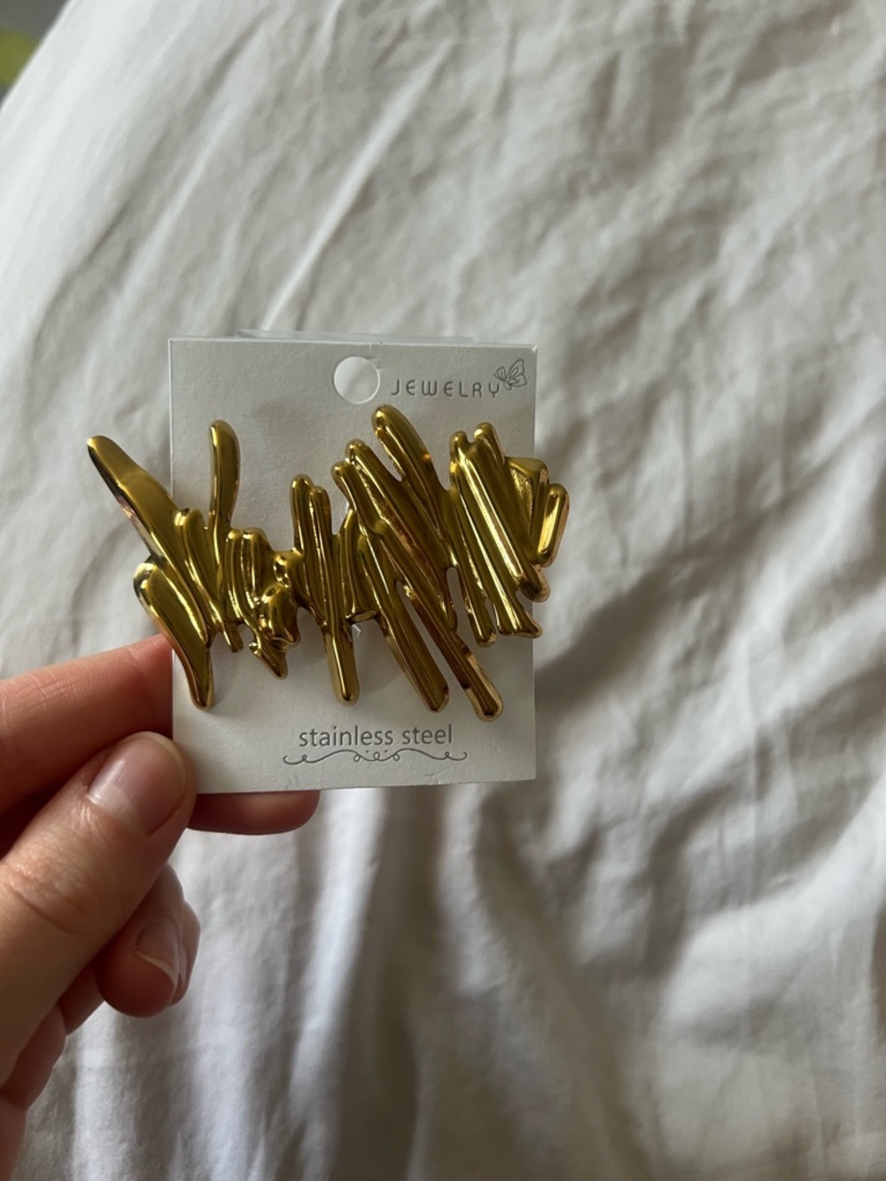 Gold Abstract Stainless Steel Brooch